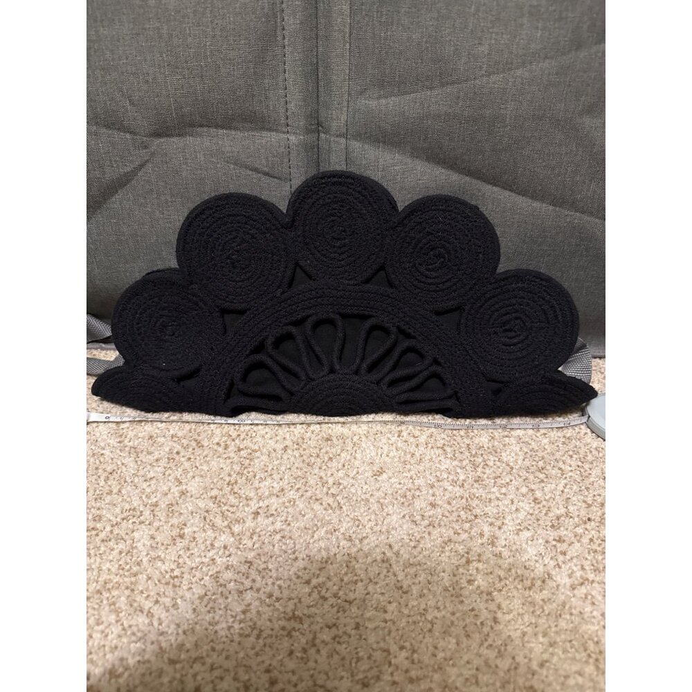 Black cotton woven black clutch